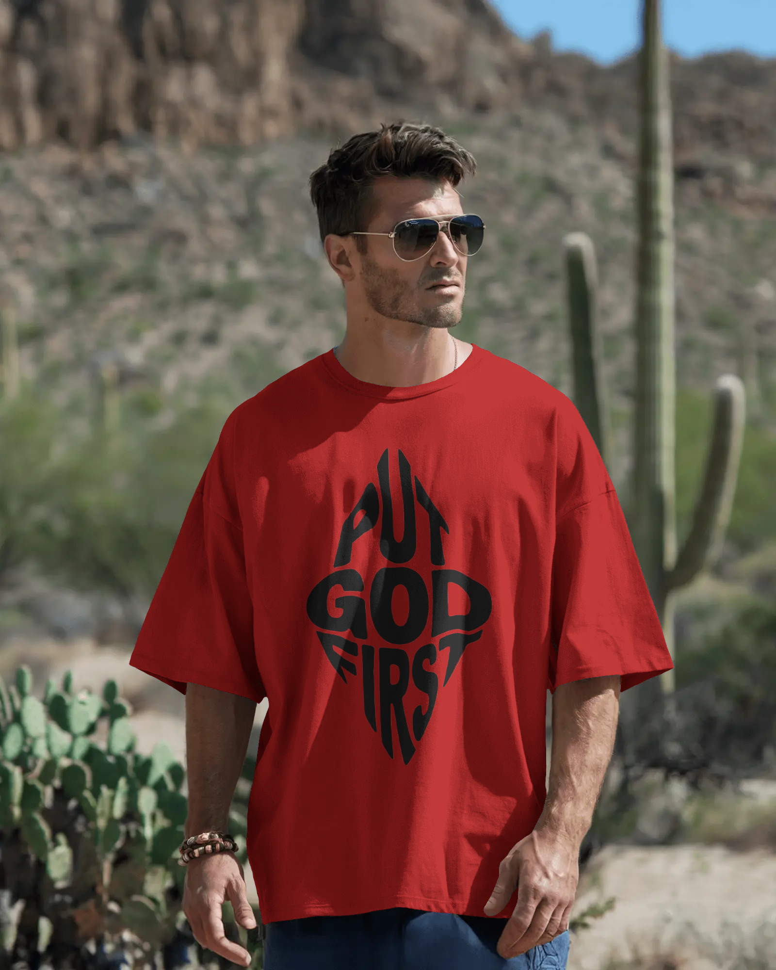 PUT GOD FIRST Oversized Tees